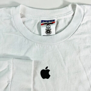 Vintage 90s Apple Logo Union Made Long Sleeve T-Shirt White Cotton USA XL